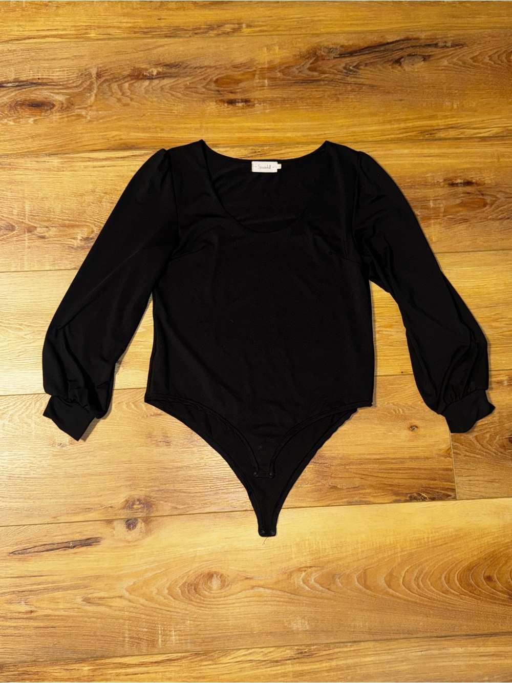 Black Long-Sleeve One-Piece Bodysuit for Kids